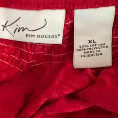 kim rogers Kim Roger’s Short Sleeve Floral Print Top Blouse Red Size XL