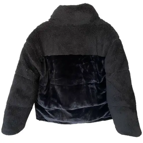 APPARIS x JUICY COUTURE KIM Noir Faux Shearling and Fur Black Coat Zip Large NWT