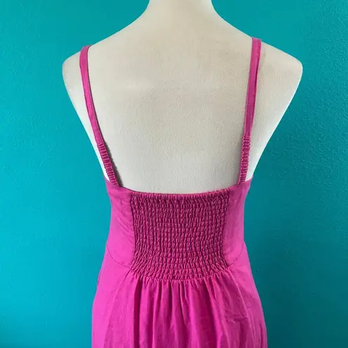 Jonathan Simkhai Kitzia Linen Cover Ups Bustier Midi Dress Tiered Size M Pink Size M