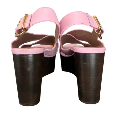 Marni Women’s Pink Leather Open Toe Platform Wedge Sandals Heels Size 40