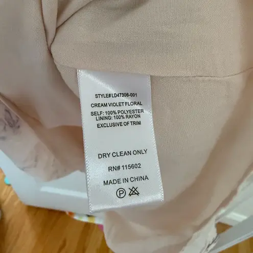 All in Favor Floral Eyelet Midi Dress in Cream Violet Floral Size Small NWT