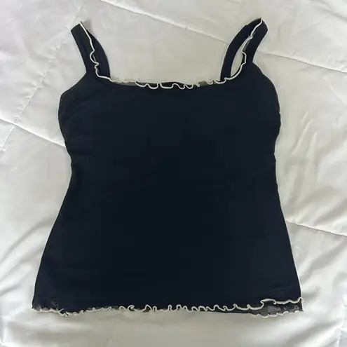 Profile by Gottex Black White Ruffle Underwire Tankini Swim Top Womens 14 Y2K