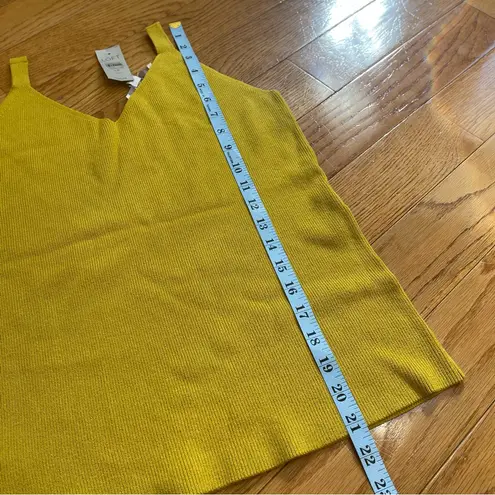 Loft  Sweater v-neck tank top yellow viscose blend Sz Large Petite