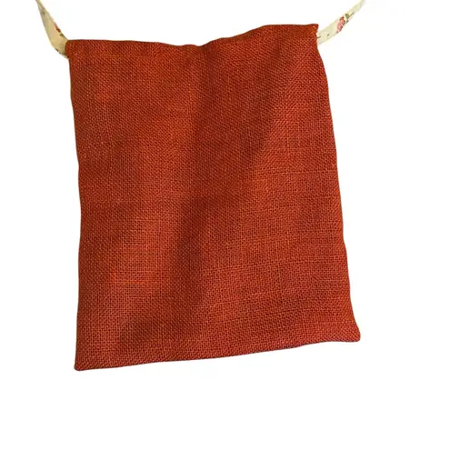 Handmade Burlap & Floral Sage green & Rust cottagecore tote .