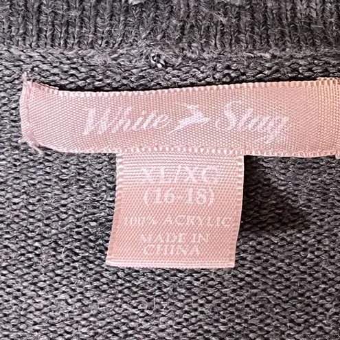 White Stag Cardigan Sweater Womens XL Gray Open Front Drape Hem Long Sleeve