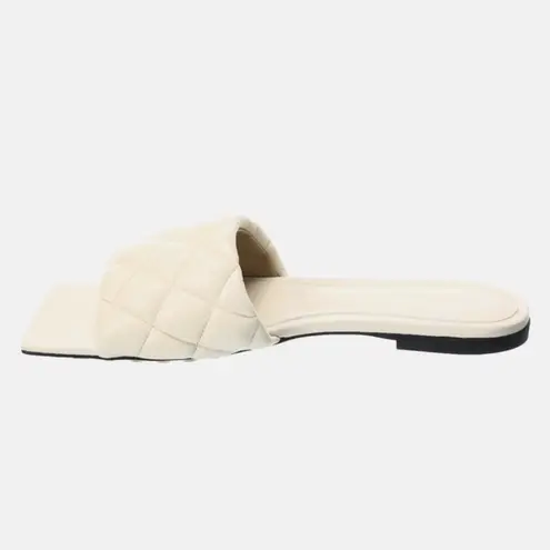 Bottega Veneta 🆕 Womens 41 Quilted Leather Sandals Slides Shoes Square Toe NEW