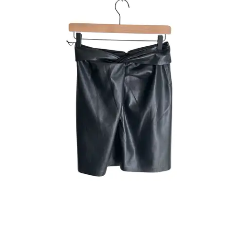 NANUSHKA Milo Sarong Vegan Leather Mini Skirt Black Size XS