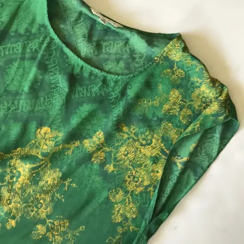 CAbi  Sleeveless Top Crop Green and Yellow M 597