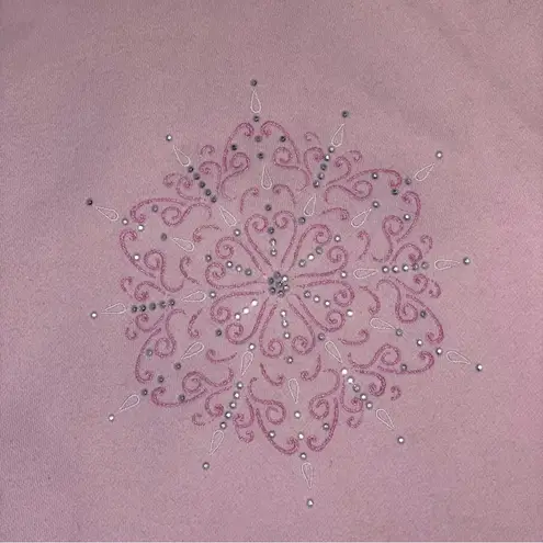 Vintage pink snowflake sweatshirt Christmas sweater Grandmacore White Size L