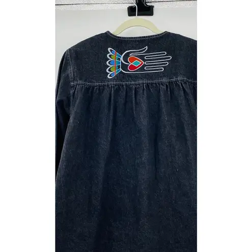 Bob Mackie Wearable Art Vintage Embroidered Black Denim Jacket Small Maximalist