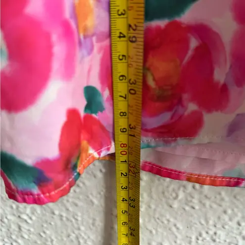 Adelyn Rae Red and Pink Sheath Midi Dress with Puff Cap Sleeves Size XS