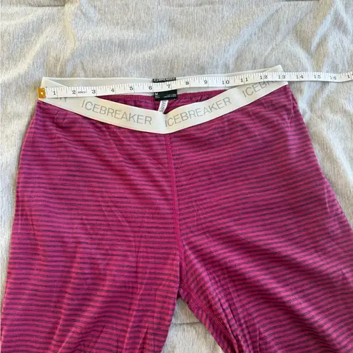 Icebreaker Bodyfit Merino 200 Womens Pink Stripe Baselayer Leggings Size M Size M