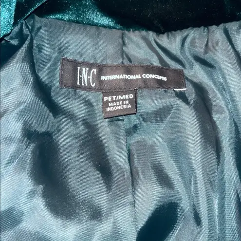 I.N.C. International Concepts Women’s Emerald Green Velvet Wrap Blazer Pant Suit Size undefined