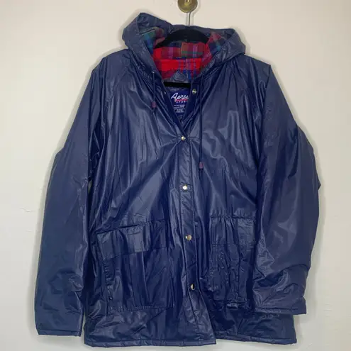 Vintage Apres Sport Rain Jacket Slicker Navy Blue Siz Medium