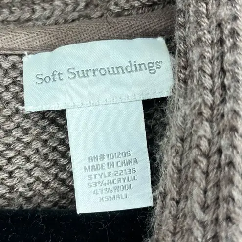 Soft Surroundings Country Weekend Sweater Womens XS Brown Wool Knit Belted Boho