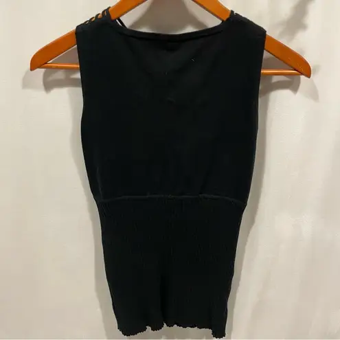 Y2K black ribbed sexy strappy o ring color sleeveless sweater Tracy M Brown Size L