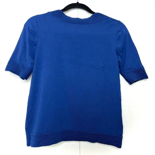 Pendleton Keyhole Silk Blend Top in Royal Navy Blue