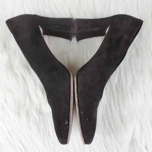 via spiga Square Toe Suede Pumps Block Heels 7.5