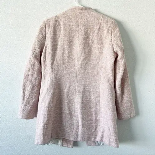 ZARA  Pale Soft Pink Snap Button Tweed Jacket