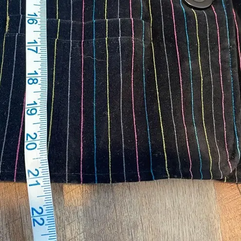 Caslon women's multi color striped black VELVET BLAZER JACKET size Large Petite