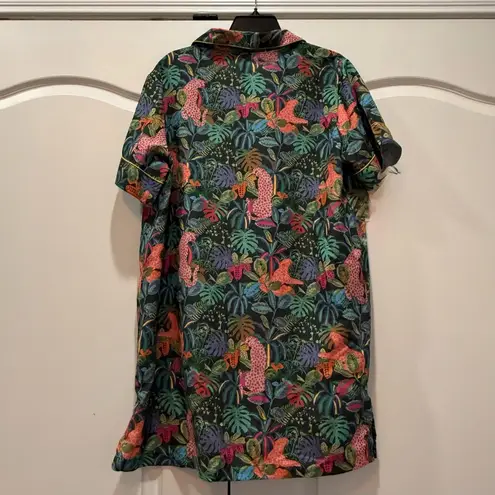 World Market Women’s sleep shirt Nightgown Size L/XL Jungle Theme Leopards Blue Size L