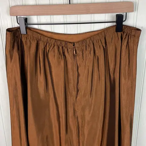 Coldwater Creek Vintage 90s Y2K Bronze Satin Maxi Skirt Size 16 Fairy Grunge