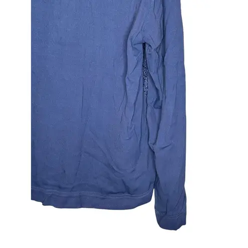 Johnny Was Womens Jacket Front Button Textured Faux Pocket Longsleeve Blue Small