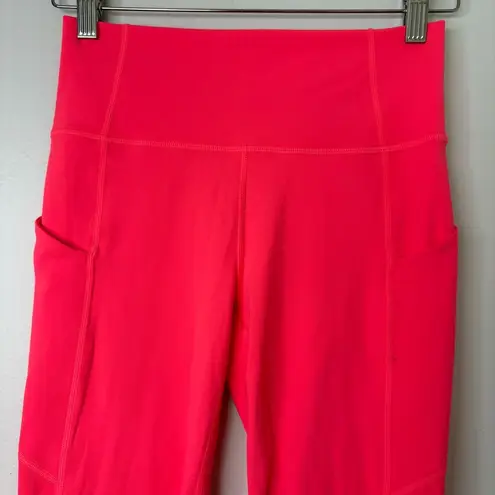 Fabletics oasis pureluxe high waisted 7/8 leggings small pop coral bright coral