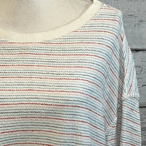 Universal Threads UNIVERSAL THREAD Sweatshirt Crewneck Cotton White w Red, Pink, Blue Stripes-XXL