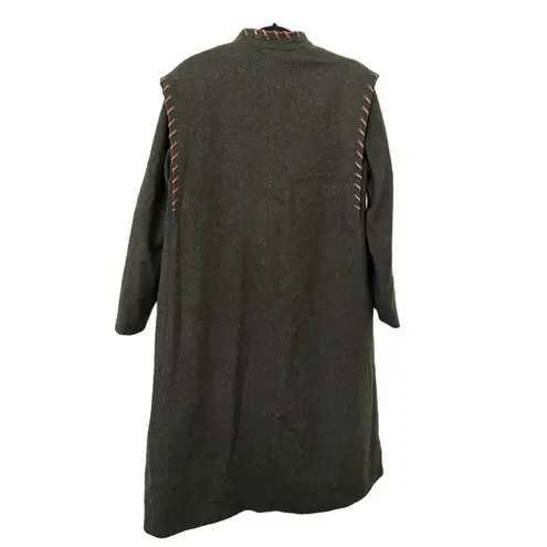 VINTAGE Virgin Wool Trench Coat Sz 44 (US 6/S) Green