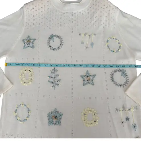 VTG Napa Valley NWT Ivory Christmas Holiday Embroidered Blur Sweater Size L White Size L - Image 8