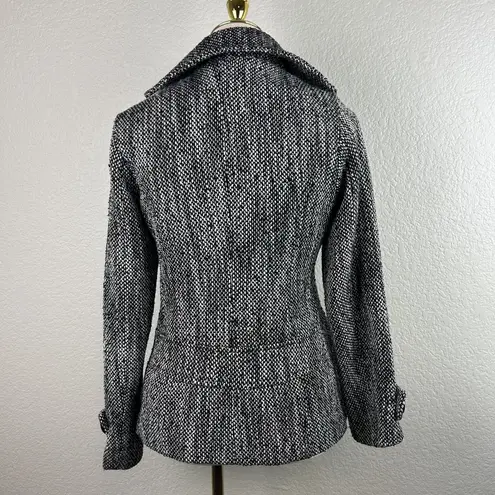 Poetry Clothing Women's Tweed Button Up Jacket Coat Gray BlackSize Small
