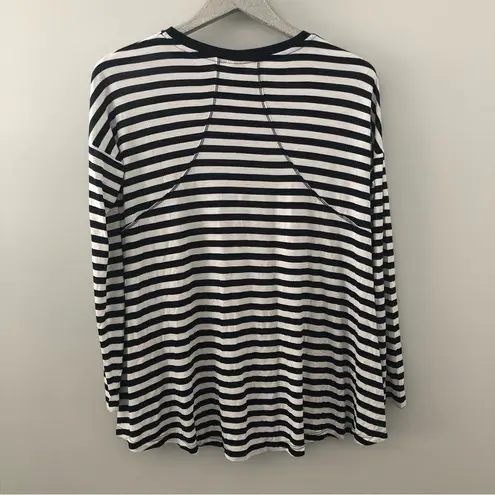 Sweaty Betty  Navy Blue Striped Long Sleeve Shirt