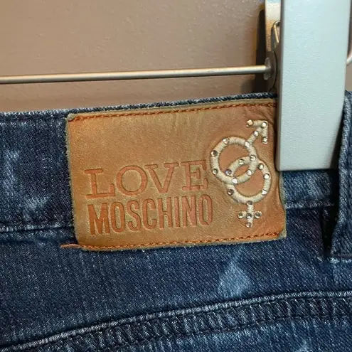 Moschino Love Collection Two Toned Floral Print Skinny Jeans in Blue Size 27