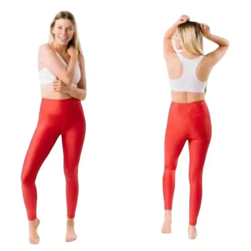 Zyia Active - Red Metallic Light N Tight High Rise Full Length Leggings Sz 14-16