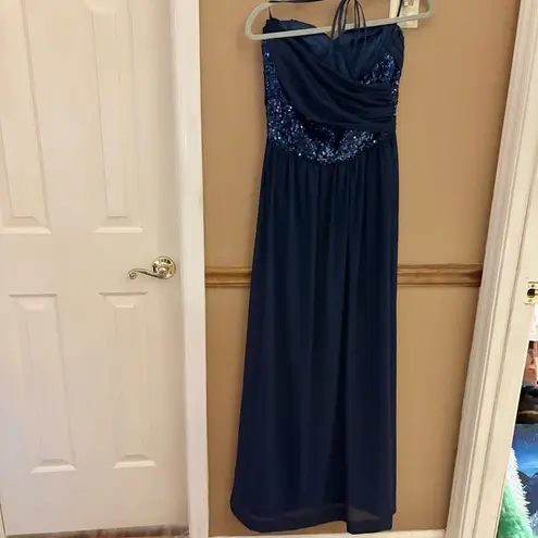 Chi Chi London Chi Chi Sequin Evening Gown Sweetheart Convertible Chiffon dress navy blue 8