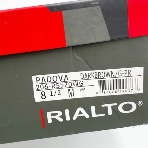 Rialto Padova Mid-Calf Heeled Boots Dark Brown Gold Buckle Women's Size 8.5