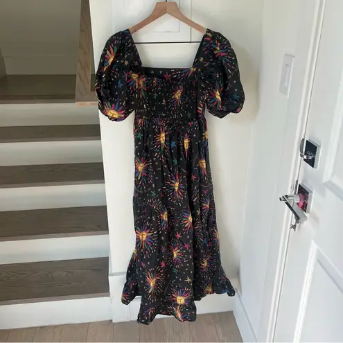 Farm Rio Rainbow Suns Maxi Dress with Pockets in Black