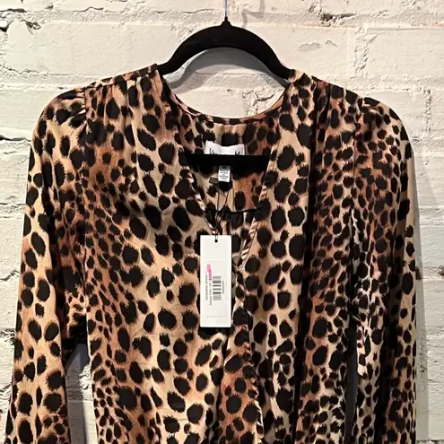 Veronica M NWT Womens Brown Animal Print Smocked Waist A Line Dress Size XS