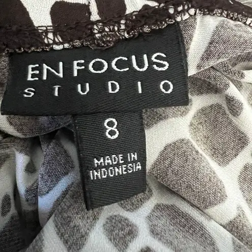 Enfocus Studio En Focus Studio Dress Size 8 Cow Print Sleeveless Fit And Flare Brown White - Image 3