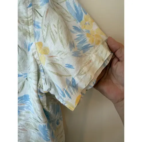 Erika Collection Floral Short Sleeve Top & Crop Pajama Pants Set Sleepwear White Size L