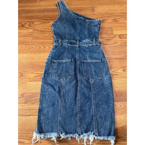 Retrofête Giorgio One-Shoulder Short Belted Denim Dress size small