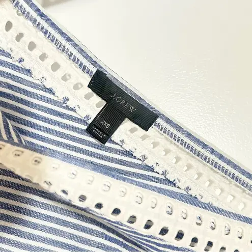 J.Crew  Striped Blue Eyelet Swim Tunic Cover-Up Dress Size S Linen Cotton Blend