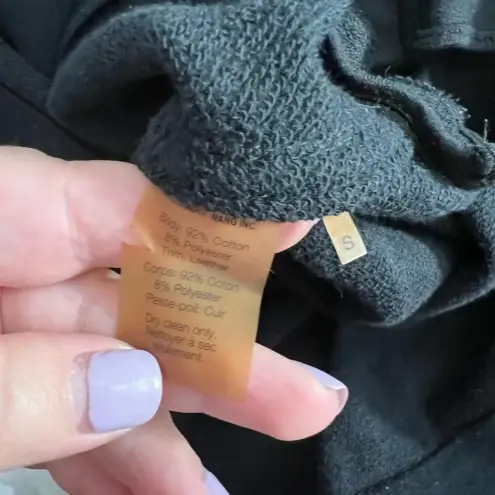 T by Alexander Wang Black Leather Accent Trim Knit Blazer Size Small‎ **Flawed