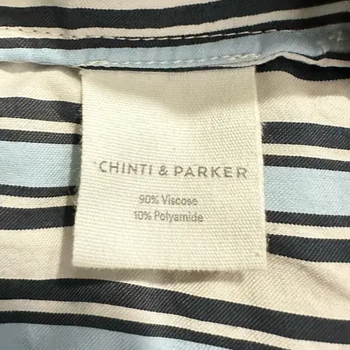 Chinti & Parker Midsummer Relaxed Shorts Women's 4 Off White Blue Tie Waist RTR