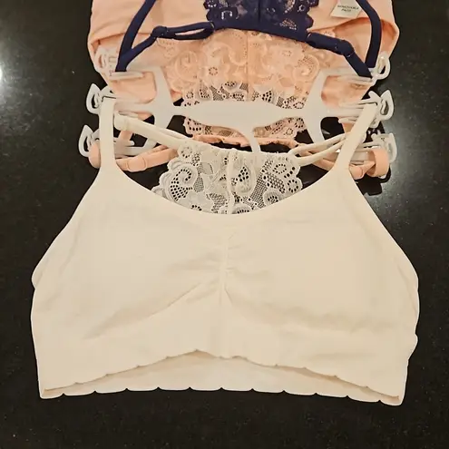 Laura Ashley π Padded Lace Back Bralettes (3 Pk) Navy Blue Pink White Small NWT