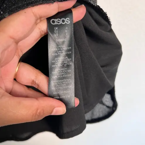 Asos Petite Black Sequin Swing Long Sleeves Mini Dress with White Collar and Cuf Size 0P