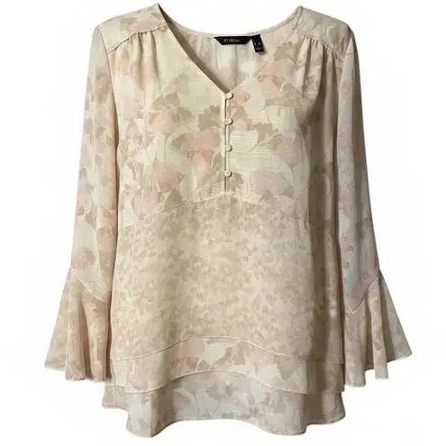 H by Halston V-Neck Double Layer Flounce Top