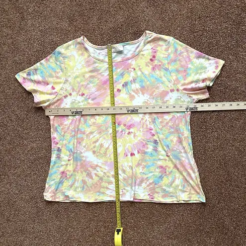 Bobbie Brooks Top Women’s 2X Short Sleeve Popover Watercolor Pastels Stretch