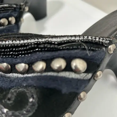 Laura Ashley Pennington Beaded Mules Black Silver Size 9